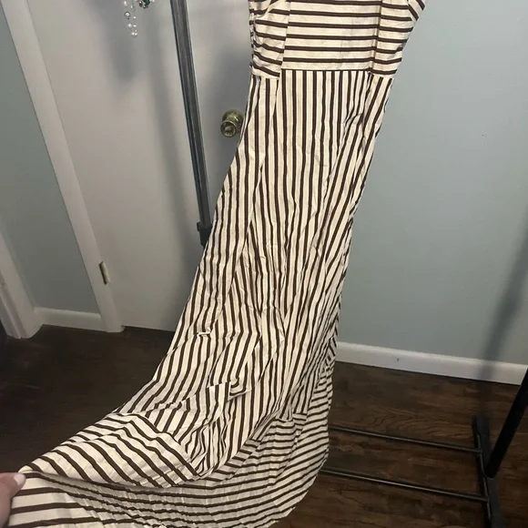 Japna Chocolate and Cream Striped Maxi Dress - Picture 1 of 4